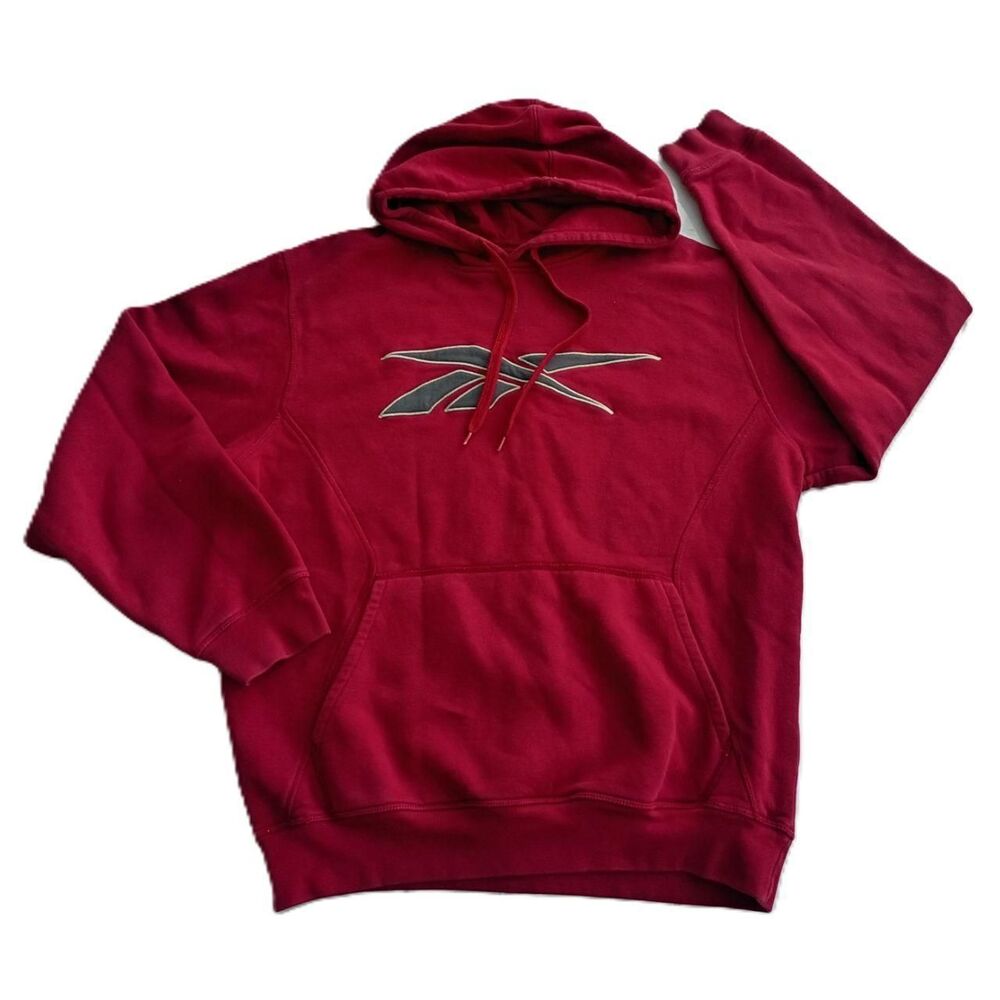 Reebok Men's Red and Burgundy Hoodie